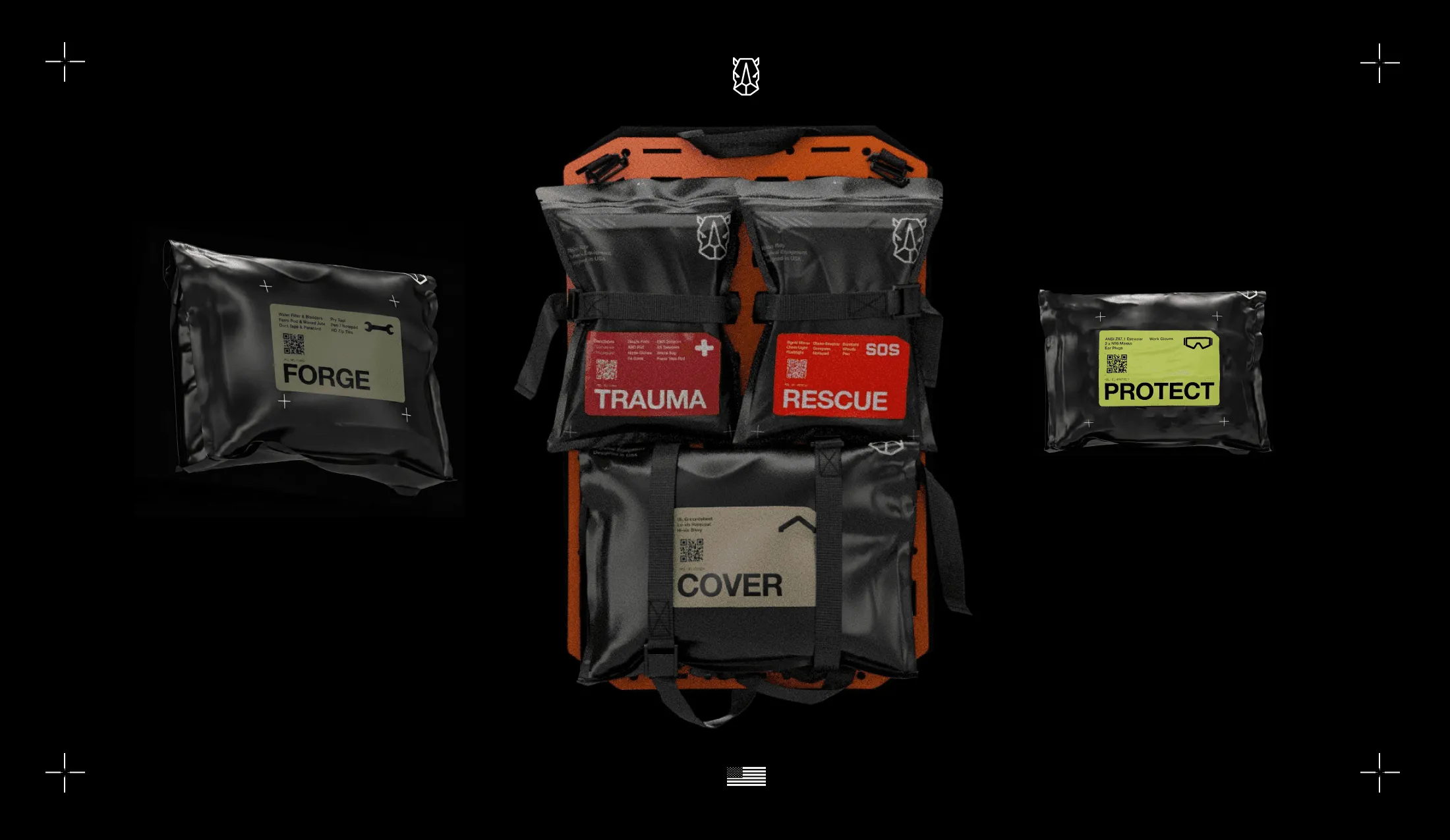 The Core-01 system laid out on black
