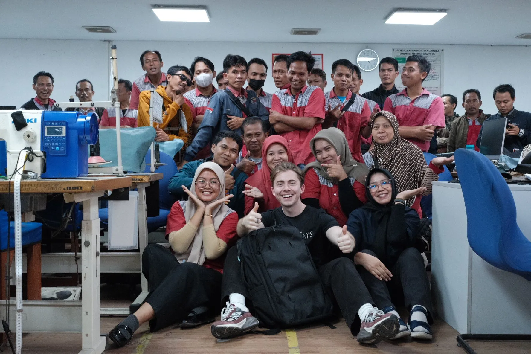With the sample room and production team in Indonesia